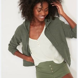 Lightweight Textured Full-Zip Hoodie for Women